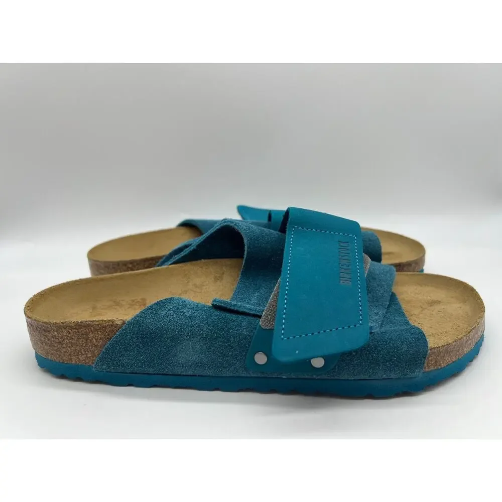 Birkenstock Kyoto Suede Leather Deep Turquoise Slides Men's Size 11/ EUR 44